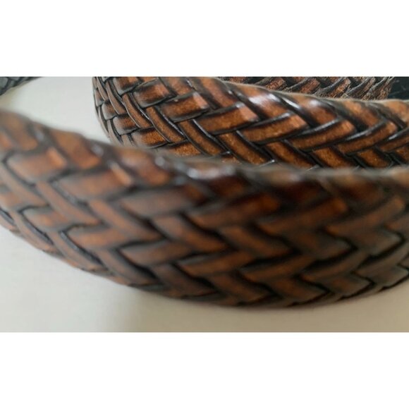 CAF Mens Size 42 105 Brown Weave Leather Belt - Picture 4 of 5